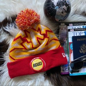 HOUSTON ROCKETS Basketball Team New Era Hardwood Classics Yellow Red Beanie Hat